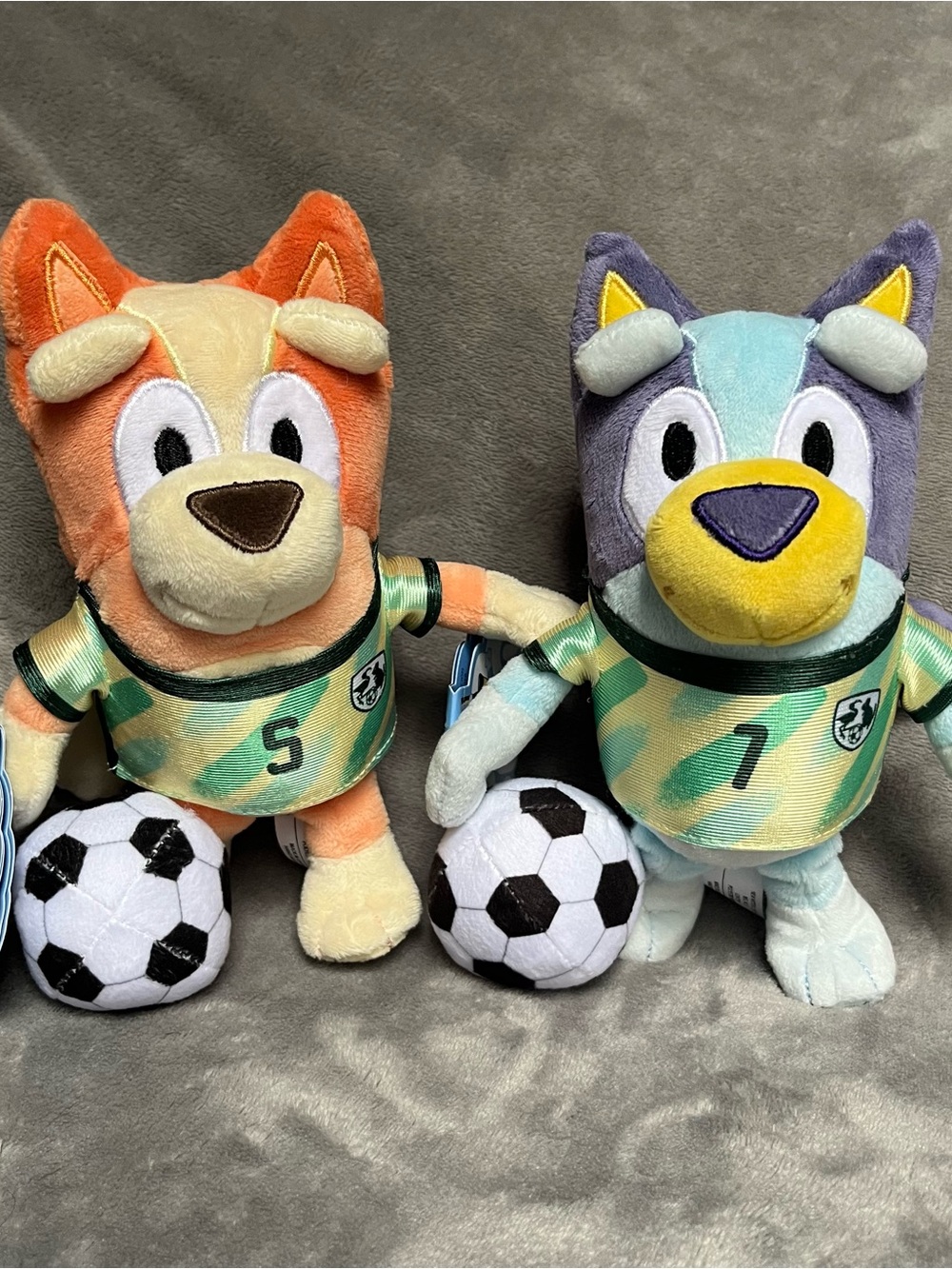 Bluey and Bingo Plush Toys with Soccer Balls NWT